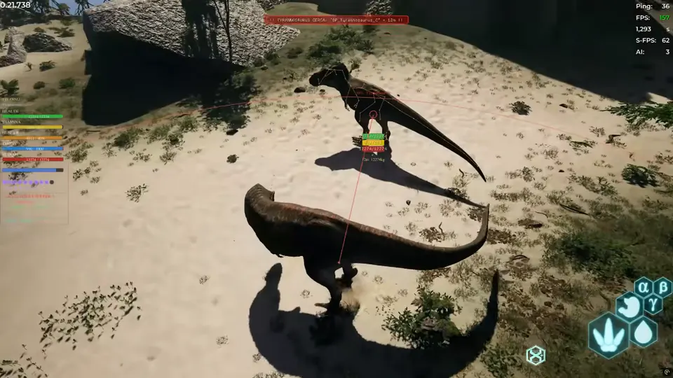 The Isle dinosaurs laid out for a species comparison for a dinosaur build comparison